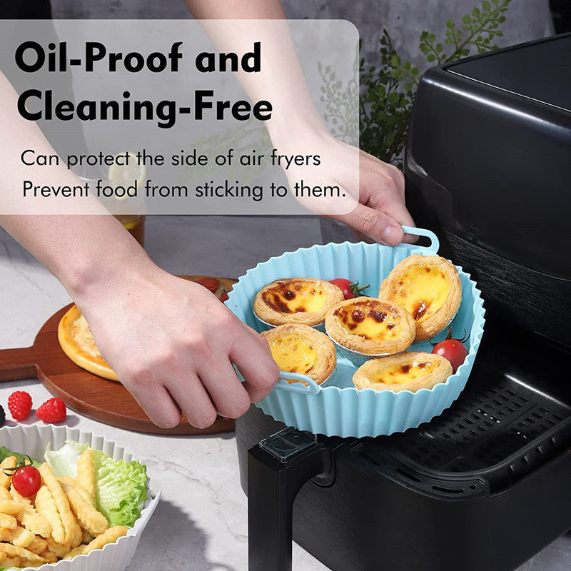 Silicone Air Fryers Basket Square Air Fryers Silicone Liners Easy Cleaning Air  Fryers Pan With Portable Handle Reusable Cooking - AliExpress