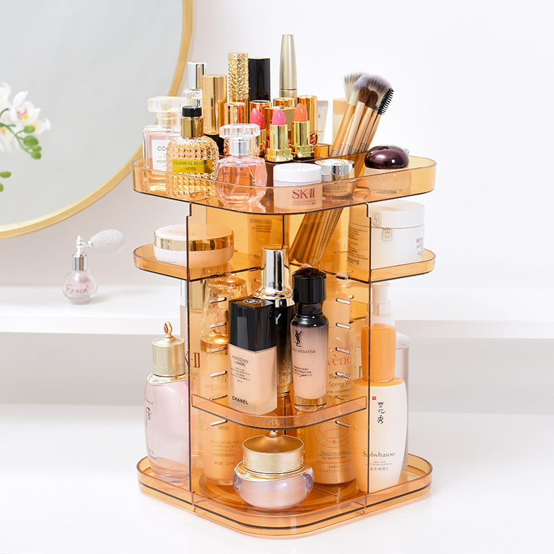 Golden Makeup Organizer Bathroom Storage Box Desktop Make Up